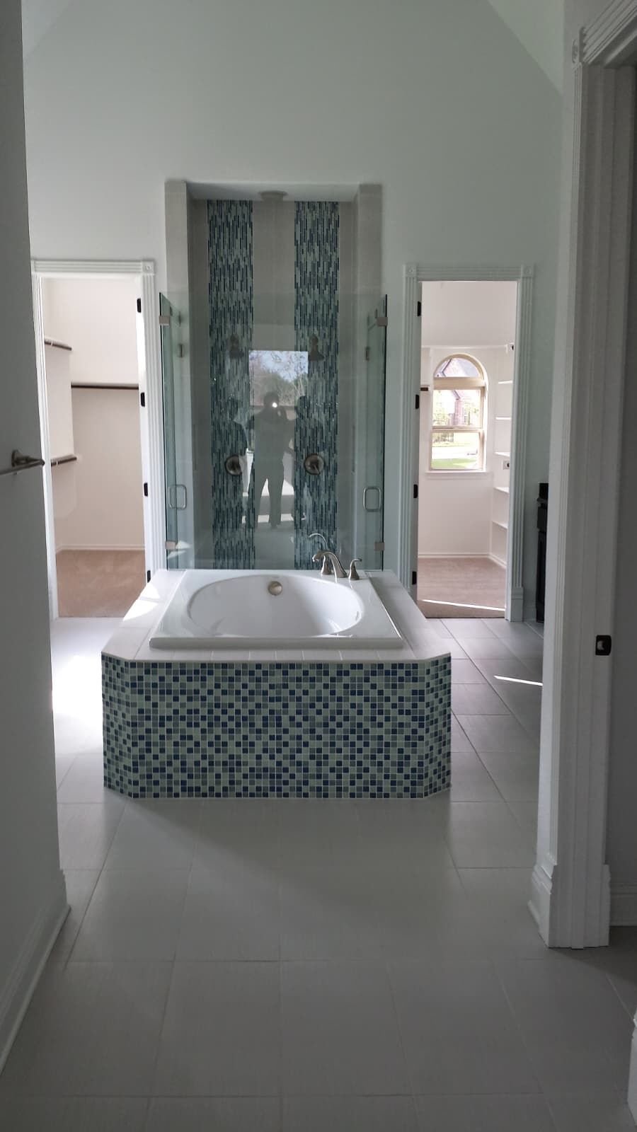 Built-in tub installation in a finished bathroom