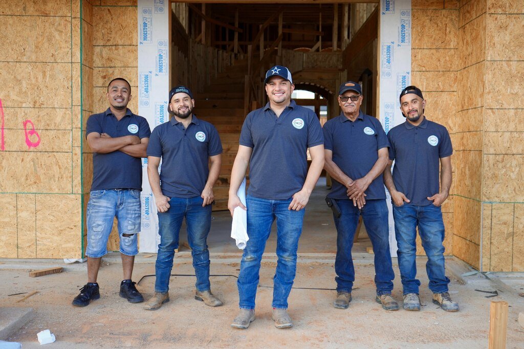 Medina Cuba Plumbing team at a framed new-construction project